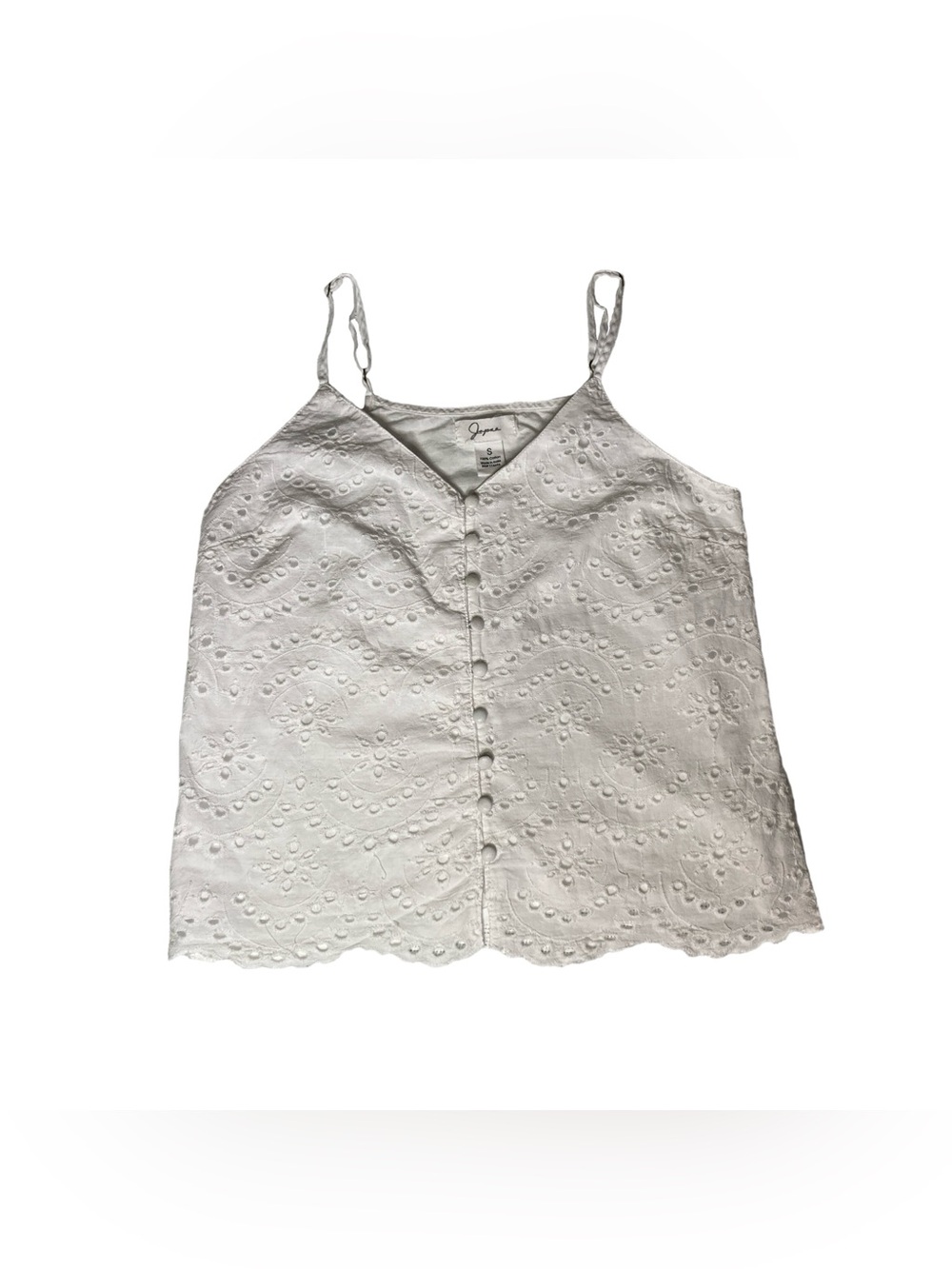 Japna Juniors Spaghetti Strap Adjustable Eyelet Camisole White Size Small